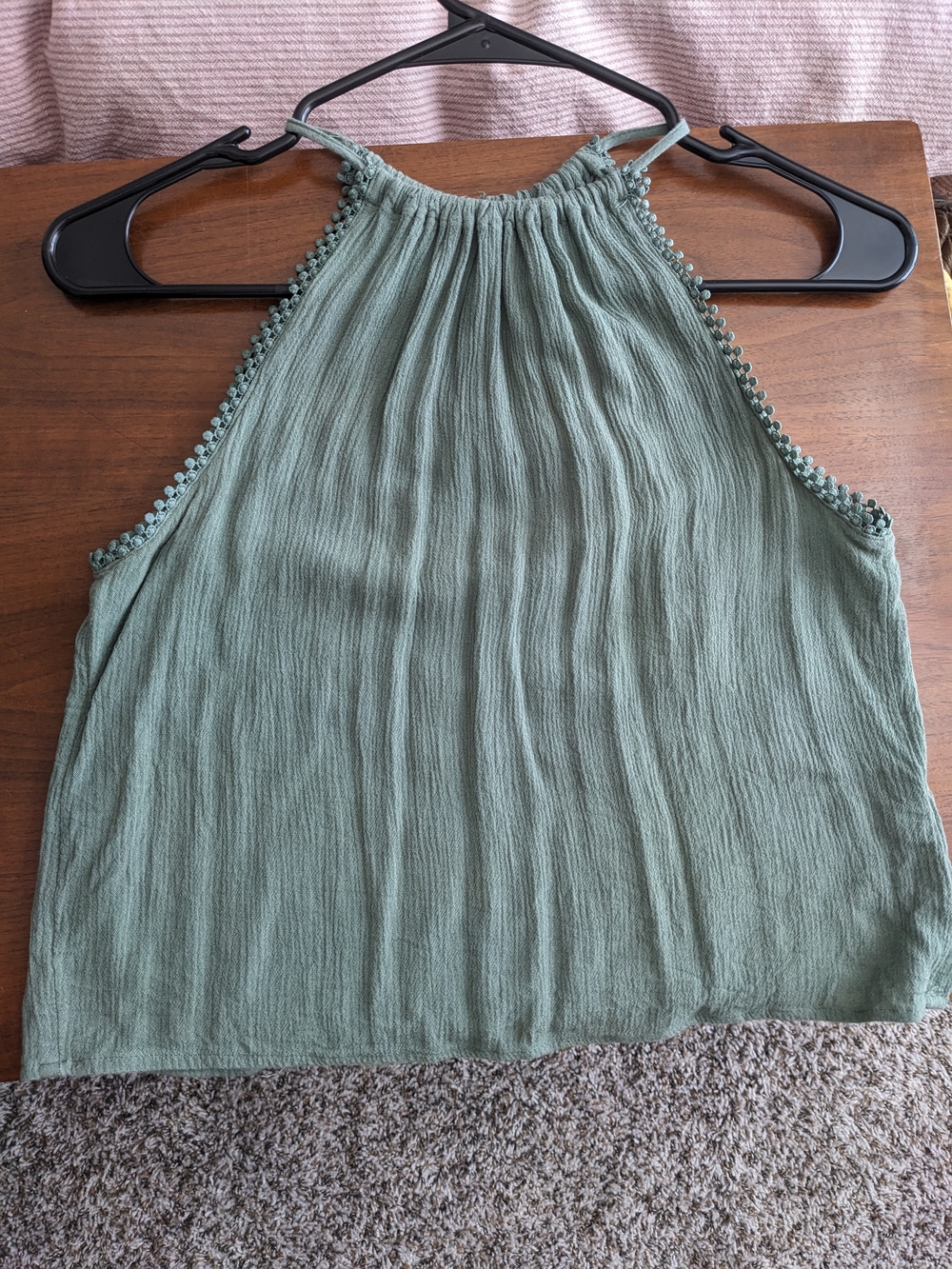 Women’s Olive Green Crop Halter Tank Top